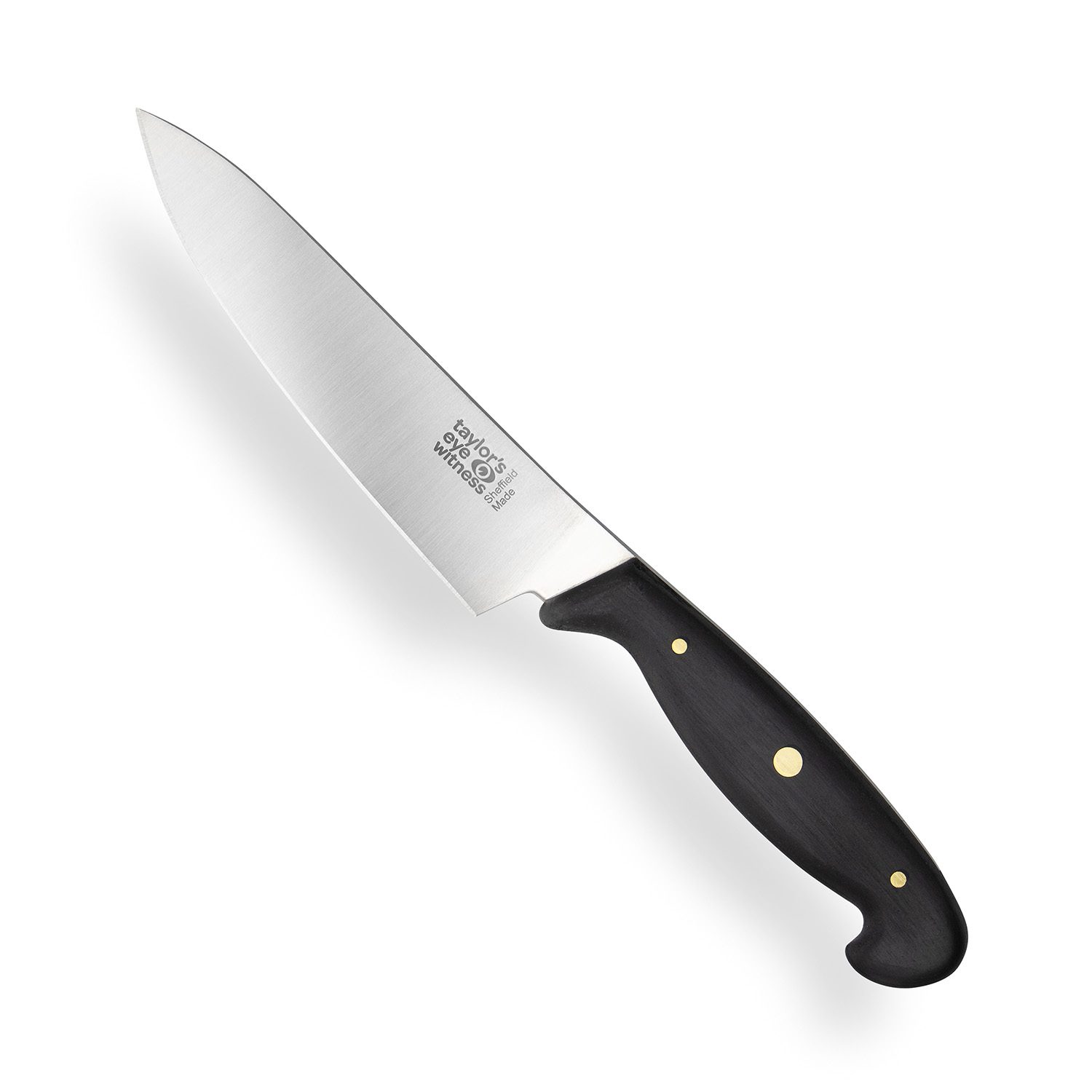Product photo from Taylor's Eye Witness: Professional Series kitchen knives, made in its Sheffield factory, hand honed and guaranteed for life. That range only.